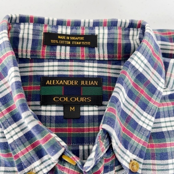Alexander Julian Plaid 100% Cotton Long Sleeve Button-Down Shirt - Picture 2 of 8